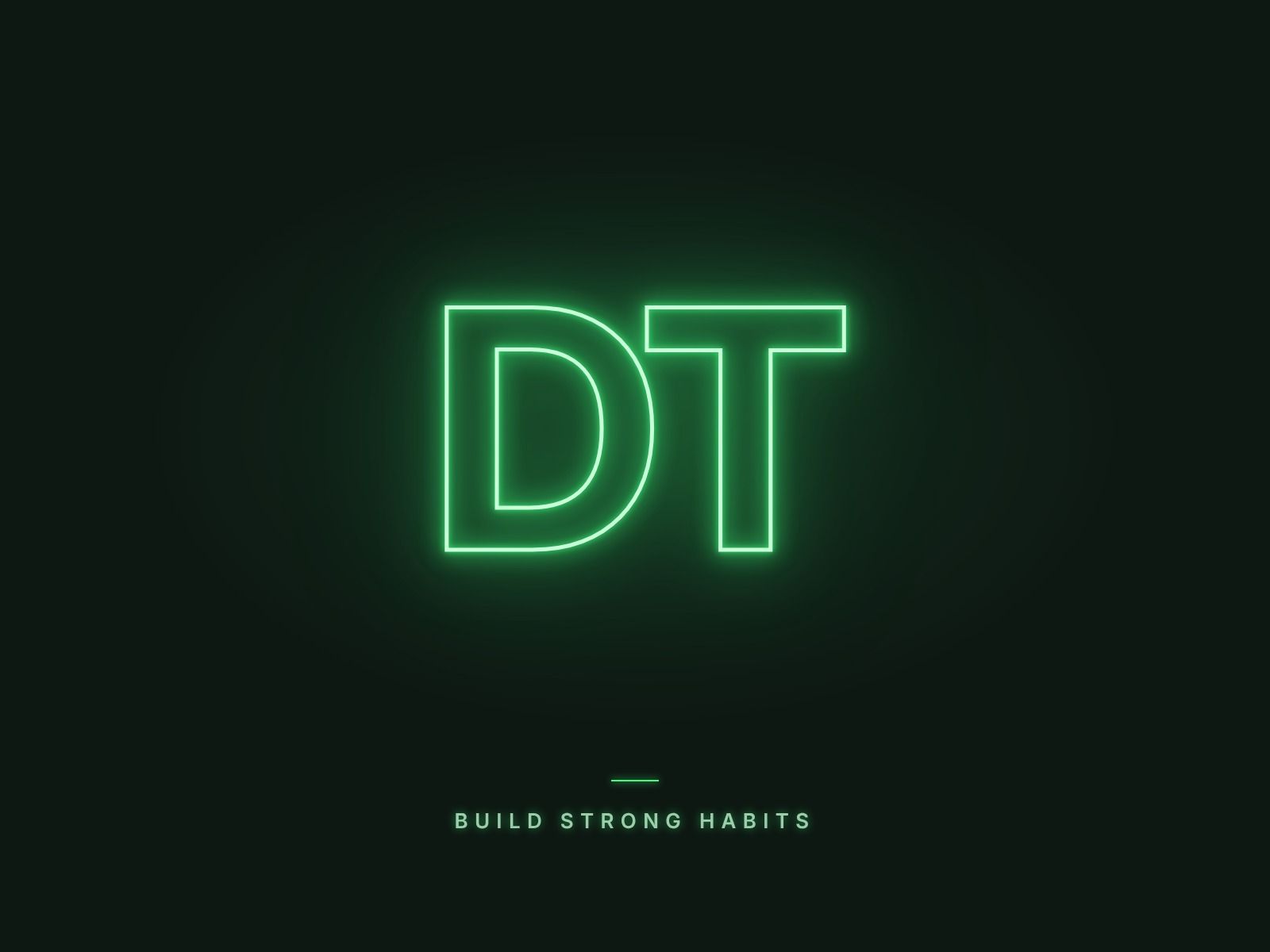 Neon ‘DT’ monogram standing in for Daniel’s photo